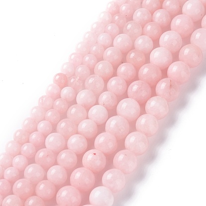Natural White Jade Imitation Pink Opal Beads Strands, Round, Dyed