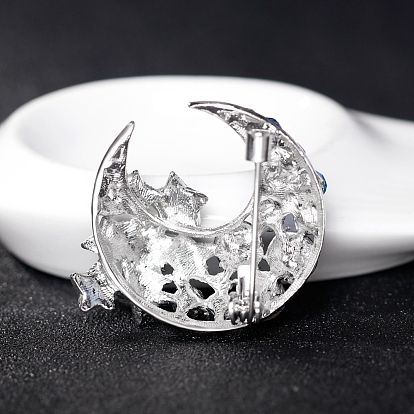 Alloy Rhinestone Brooches, Moon & Star Brooches for Women
