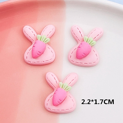 Opaque Resin Cabochons, for Hair Accessories, Rabbit with Carrot