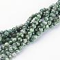 Gemstone Beads Strands, Green Spot Jasper, Round