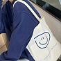 Bolsas de lona de algodón, con mango, bolsos de hombro para ir de compras, rectángulo con cara sonriente