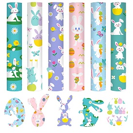 Easter Theme Plastic HTV Heat Transfer Film, Iron on Transfer Vinyl Roll for Garment Accessories, Rectangle