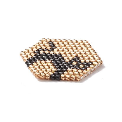 Perlas de semillas japonesas hechas a mano, Patrón de telar, hexágono con patrón de gato