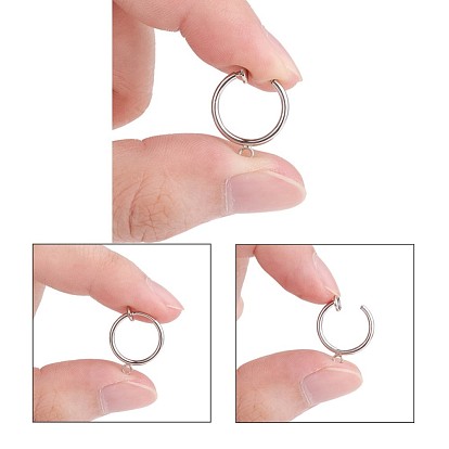 316 Surgical Stainless Steel Clip-on Hoop Earrings, For Non-pierced Ears, with Brass Spring Findings