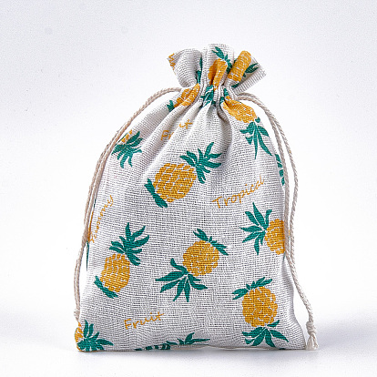 Polycotton(Polyester Cotton) Packing Pouches Drawstring Bags, with Printed