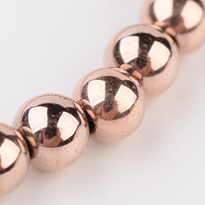 Galvanoplastie hématite synthétique perles rondes bracelets extensibles non-magnétiques, 60mm