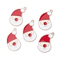 Christmas Alloy Enamel Pendants, Light Gold, Santa Claus Charm