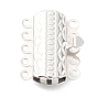 304 Stainless Steel Box Clasps, Multi-Strand Clasps, 5-Strands, 10-Holes, Rectangle with Flower