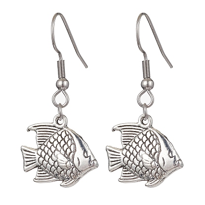 Boucles d'oreilles pendantes en alliage de poisson, 304 boucle d'oreille en acier inoxydable pour femme