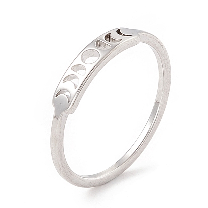 304 anillo de dedo de fase lunar de acero inoxidable para mujer