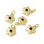 Rack Plating Brass Cubic Zirconia Charms, with Jump Ring, Real 18K Gold Plated, Long-Lasting Plated, Cadmium Free & Nickel Free & Lead Free, 5-Petal Flower Charm