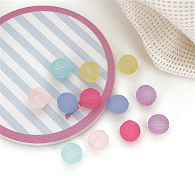 Rubberized Style Transparent Acrylic Beads, Round with corrugated