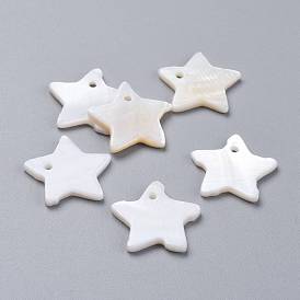 Natural White Shell Mother of Pearl Shell Pendants, Star