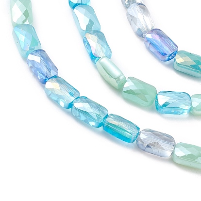 Brins de perles de verre de galvanoplastie de couleur dégradée, de couleur plaquée ab , facette, rectangle