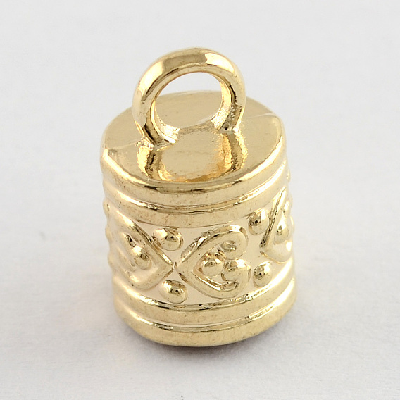 Tibetan Style Alloy Cord Ends, Column, Cadmium Free & Lead Free, 16x10mm, Hole: 3.5mm, about 350pcs/1000g