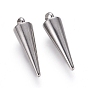 304 Stainless Steel Pendants, Spike/Cone