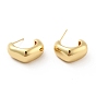 Brass Thick C-Shaped Stud Earrings, Half Hoop Earrings for Women, Cadmium Free & Nickel Free & Lead Free