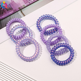 Chic and Minimalist Hair Accessories Set for Women - Phone Cord Scrunchies, Ponytail Holders, Face Wash Headbands in Blue-Purple Gradient Color