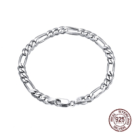 925 браслеты-цепочки из стерлингового серебра Фигаро, с печатью s925