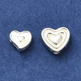 Sterling Silver Beads, Heart, with S925 Stamp