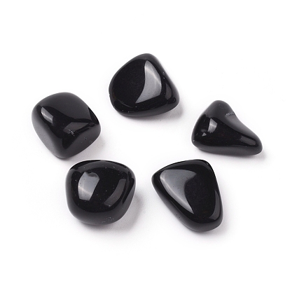 Natural Black Obsidian Beads, Healing Stones, for Energy Balancing Meditation Therapy, Tumbled Stone, Vase Filler Gems, Dyed & Heated, No Hole/Undrilled, Nuggets