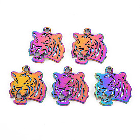 Rainbow Color Alloy Pendants, Cadmium Free & Nickel Free & Lead Free, Tiger