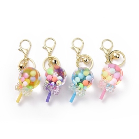 Acrylic Candy Keychain, with Zinc Alloy Lobster Claw Clasps, Iron Key Ring and Brass Bell