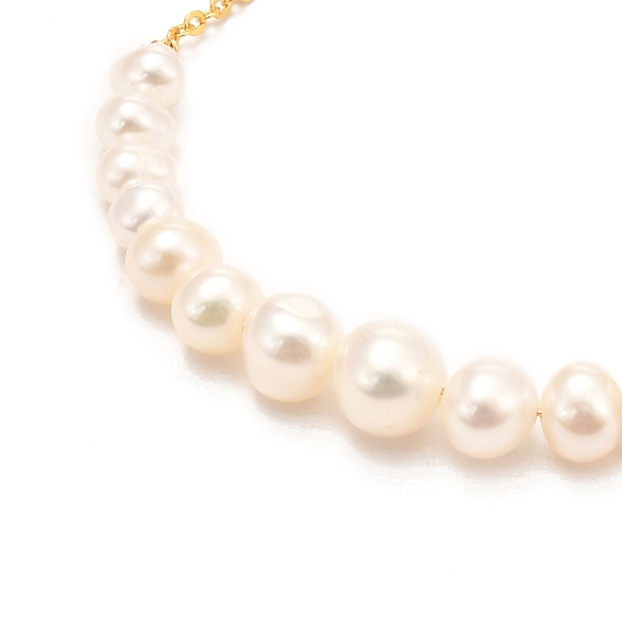 Brass Pendant Necklaces, with Natural Fresh Water Pearl, Cable Chain, Long-Lasting Plated