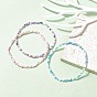 3Pcs 3 Style Glass Seed Beaded Anklets Set