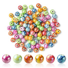 Perles acryliques ab vague de couleur imprimés, ronde