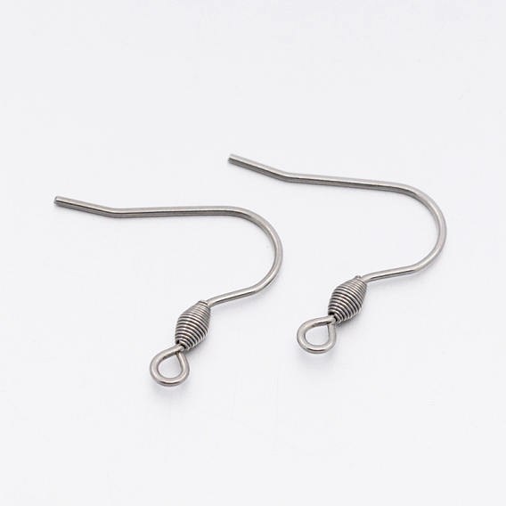 304 Stainless Steel Earring Hooks, Ear Wire, with Horizontal Loop, 20x21.5x3mm, Hole: 2mm, 20 Gauge, Pin: 0.8mm