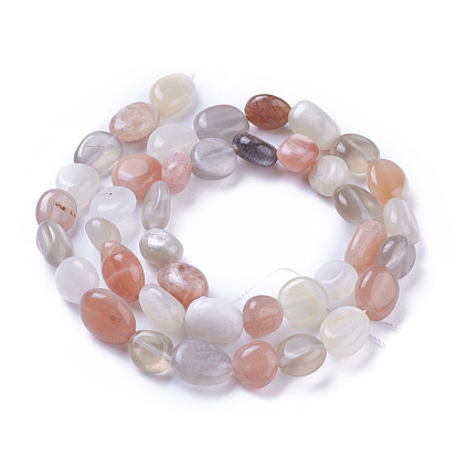 Natural Multi-Moonstone Beads Strands, Tumbled Stone, Nuggets