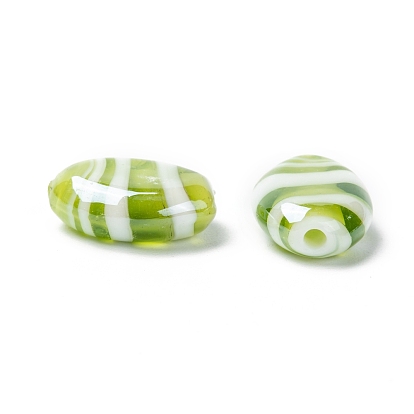 Handmade Lampwork Beads, Pearlized, Oval, 18x14x8mm, Hole: 2mm