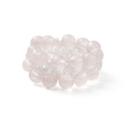 Женское эластичное кольцо из бисера с натуральными драгоценными камнями и стеклом