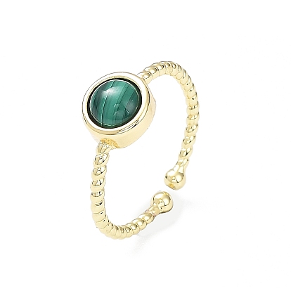 Natural Gemstone Cuff Rings, Rack Plating Brass Open Rings for Women