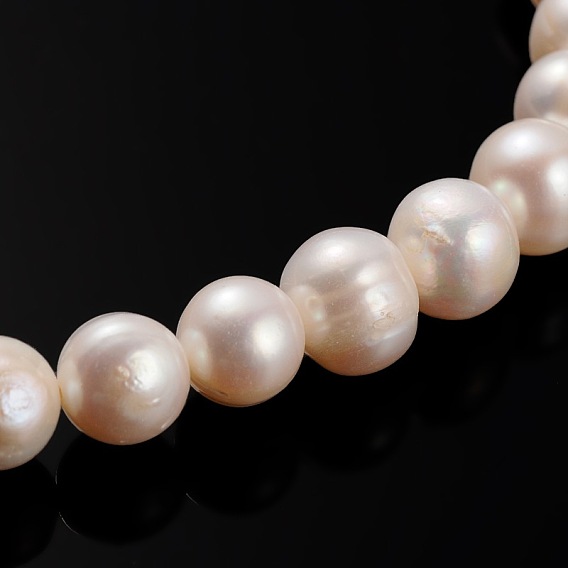 Natural Cultured Freshwater Pearl Beads Strands, Round, 10~11mm, Hole: 0.8mm, about 40pcs/strand, 14.76 inch