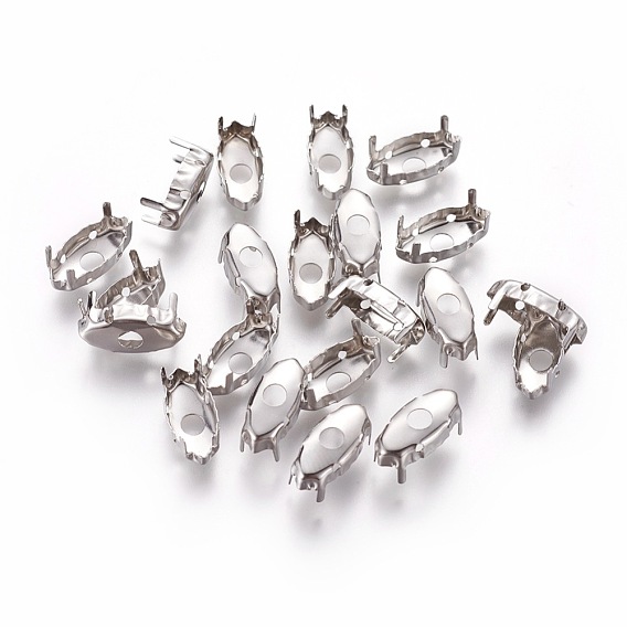 Stainless Steel Sew on Prong Settings, Claw Settings for Pointed Back Rhinestone, Horse Eye