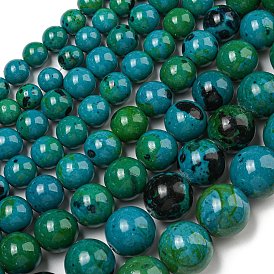 Perles en pierres gemme, synthétique chrysocolla, teints et chauffée, ronde, 10~20mm, Trou: 1~2mm