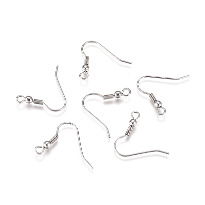 Ion Plating(IP) 304 Stainless Steel Earring Hooks, Ear Wire, with Horizontal Loop