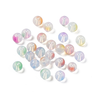 Transparent Baking Painted Glass Beads, Imitation Opalite, Round