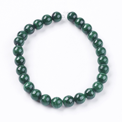 Malachite naturelles brins de perles, ronde, verte