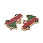 Pendentifs en émail d'alliage de placage de support de thème de noël, camions de ton or clair avec des breloques d'arbre de Noël