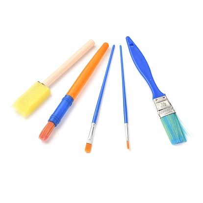 Plastic Paint Brushes Pens Sets, with Aluminium Tube, Nylon Wool, Wood, Sponge, For Watercolor Oil Painting