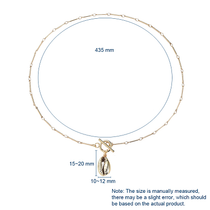 Pendant Necklaces, with Brass Bar Link Chains, Copper Wire, Electroplated Cowrie Shell Beads and 304 Stainless Steel Toggle Clasps