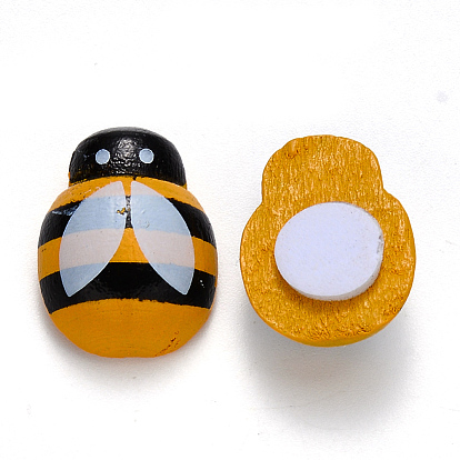 Spray Painted Maple Wood Cabochons, Single-Sided Printed, with Double-sided Adhesive, Bees