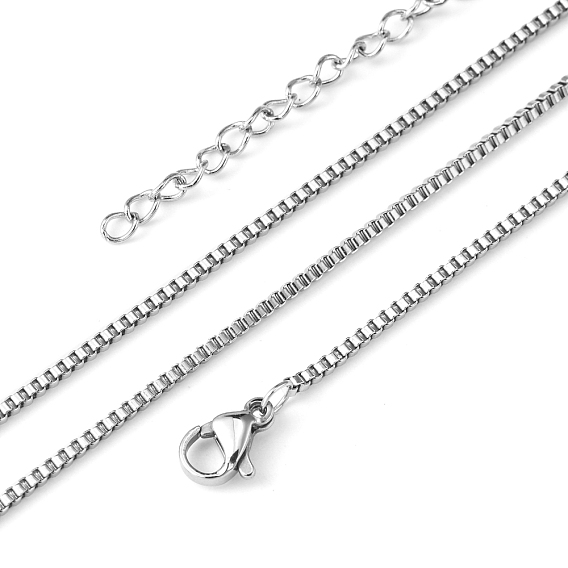 316 Surgical Stainless Steel Venetian Chain Necklaces, with Lobster Claw Clasp and Extend Chains