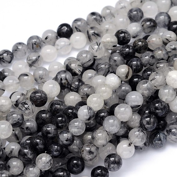 Ronde naturelle de quartz rutile perles brins