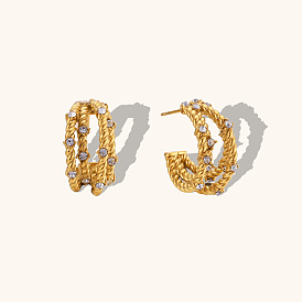 Sparkling Banana-Shaped Earrings with Zirconia Stones and 18K Gold Plating for Women