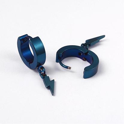 304 Stainless Steel Huggie Hoop Earrings, Hypoallergenic Earrings, Punk Rock Style, 25x13.5x4mm, Pin: 1mm