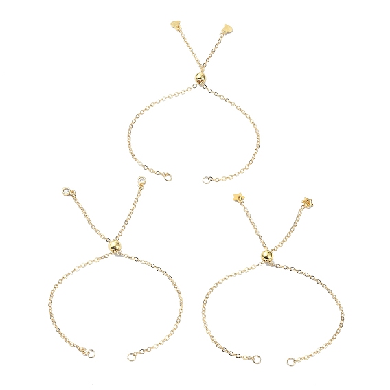 Fabrication de bracelets à maillons de chaîne de câble en laiton, breloque coeur/rond plat/étoile, convient au charme du connecteur
